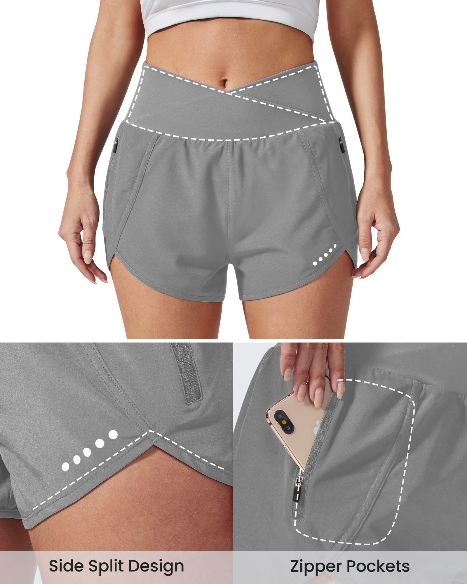 Ladies running shorts sales with zip pockets