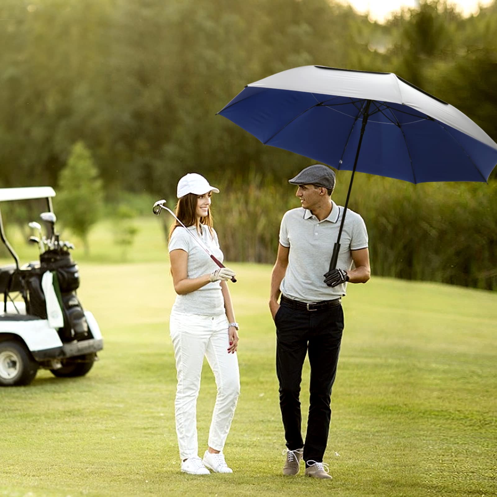 G4Free 68 Arc Vented UV Auto Extra Large Windproof Golf/Beach Umbrellas Lake blue