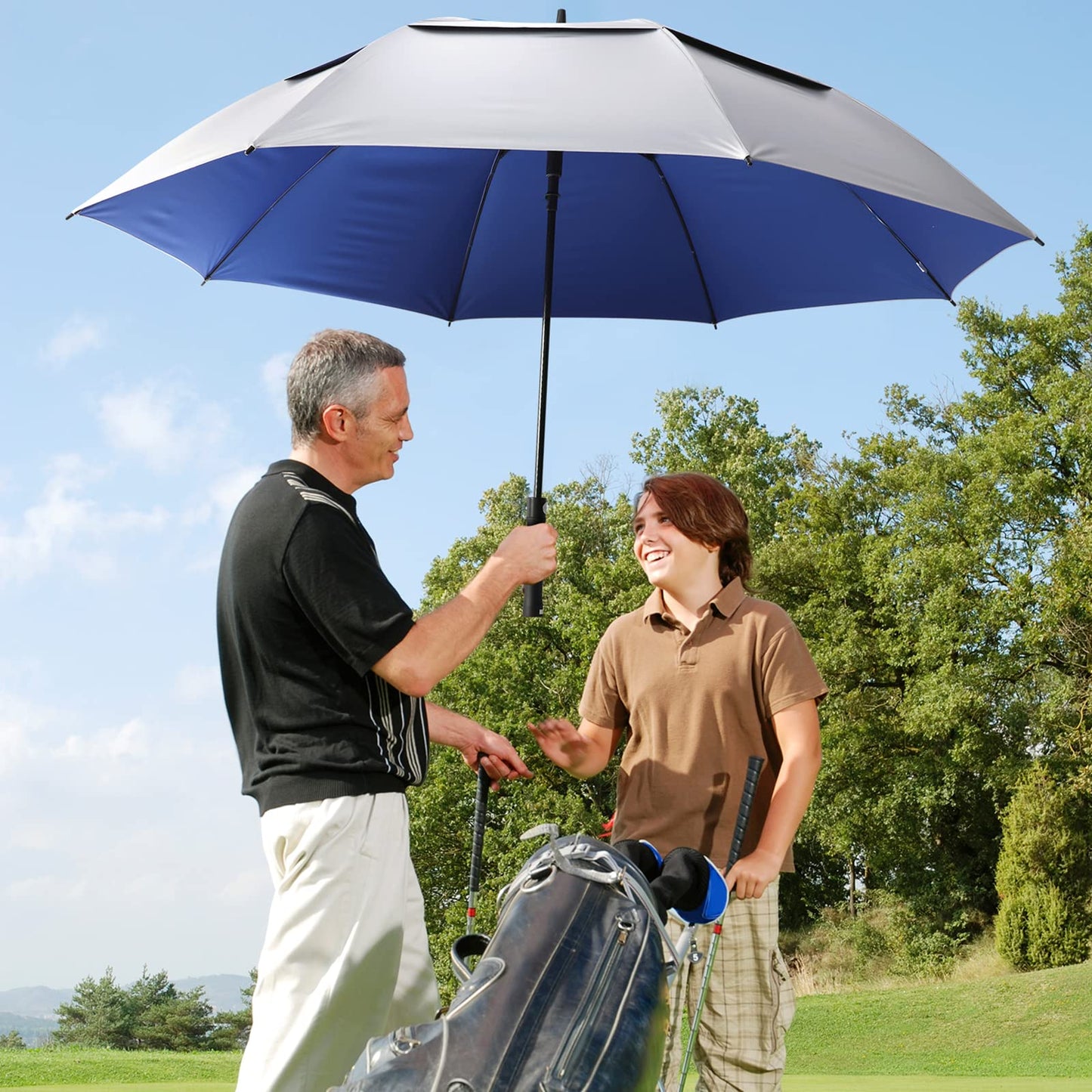 G4Free Vented UV Golf/Beach Umbrella 68" Arc, Auto Open Oversize Extra Large Windproof Sun Shade Rain Umbrellas