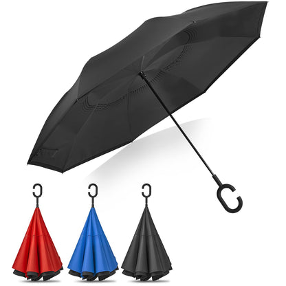 G4Free 62 Inch Large Inverted Reverse Umbrella with C-Shaped Handle