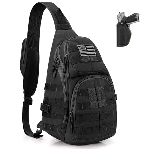 G4Free Tactical EDC Sling Backpack, Military Rover Shoulder Sling Bag Pack with Pistol Holster for Concealed Carry