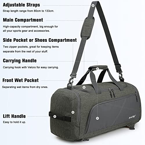  Gym Duffle Bag Backpack 4-Way Waterproof with Shoes