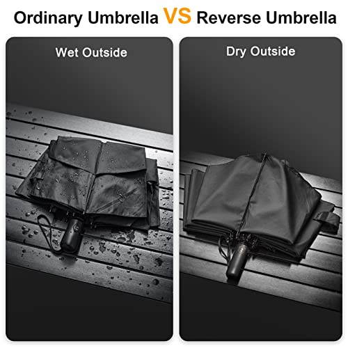 G4Free 62 Inch Large 10 Ribs Compact Reverse Windproof Umbrella