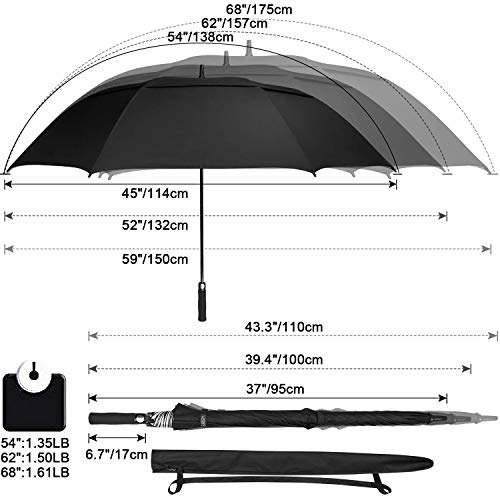 G4Free 54/62/68 Inch UV Protection Automatic Open Double Canopy Vented Sun Rain Umbrella