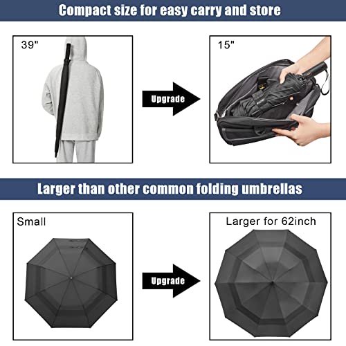 G4Free Activewear - G4Free 62 Inch Large 10 Ribs Compact Reverse Windproof Umbrella -TN22A110A-TN22A110B-TN22A110C-TN22A110D