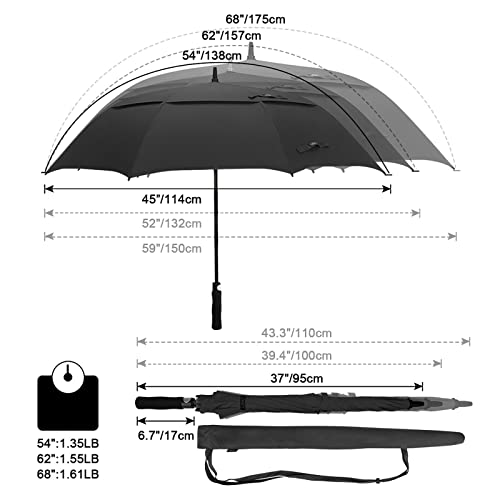 G4Free Activewear - G4Free Automatic Open Golf Umbrella Double Canopy Vented Stick Umbrellas -TN22A051A-D02V638A-D01V066A-TN22A051B-D02V638B