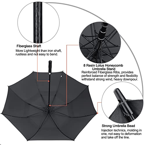G4Free Activewear - G4Free Automatic Open Golf Umbrella Double Canopy Vented Stick Umbrellas -TN22A051A-D02V638A-D01V066A-TN22A051B-D02V638B