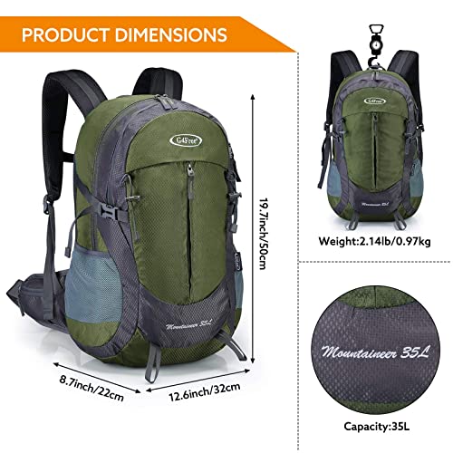 G4Free 35L Outdoor Sports Travel Daypack with Rain Cover Peacock Green