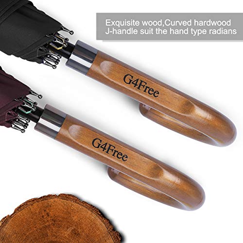 G4Free - G4Free 52/62inch Wooden J Handle Auto Open  Golf Umbrella -D02V552A-D02V657A-D02V552B-D02V657B-D02V552J