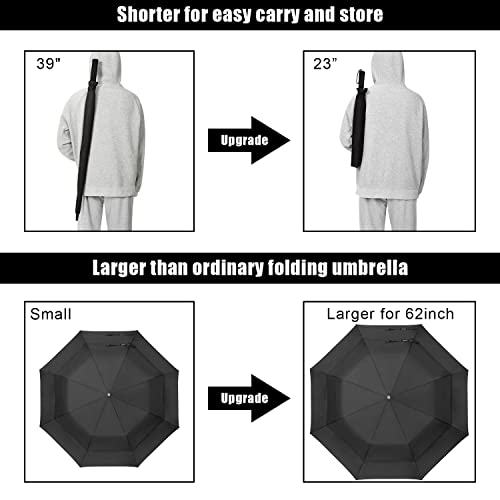 G4Free - G4Free 62 Inch Portable Automatic Open Oversize Vented Double Canopy Umbrellas -D02V684A-D02V684M-D02V684B-D02V684E-D02V684D