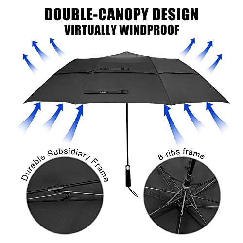 G4Free - G4Free 62 Inch Portable Automatic Open Oversize Vented Double Canopy Umbrellas -D02V684A-D02V684M-D02V684B-D02V684E-D02V684D