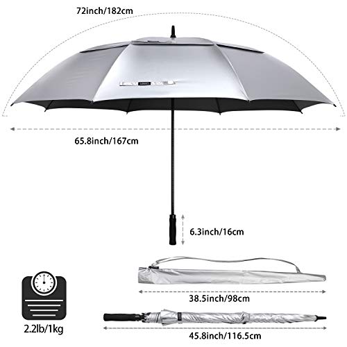 G4Free - G4Free 72 Inch Oversized Vented Double Canopy Umbrella for Family -D02V757A